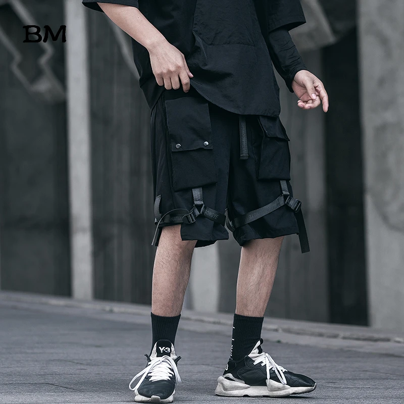 Мужские спортивные шорты Kpop черные с большим карманом уличная одежда в стиле