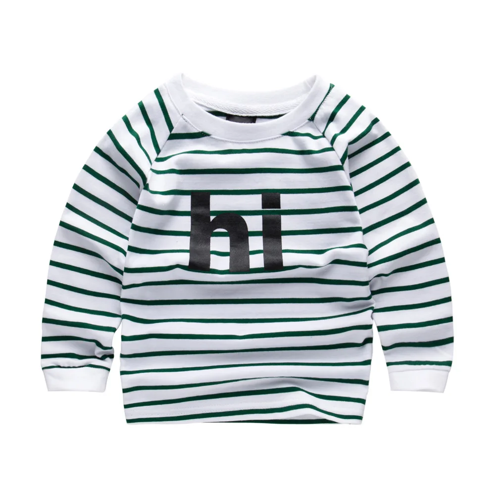 Green Stripe Комплект детской одежды, Осень-зима, толстовка для мальчиков и девочек, штаны, детский хлопковый топ, футболка, куртка, платье для девочек, детская одежда - Цвет: Green Stripe