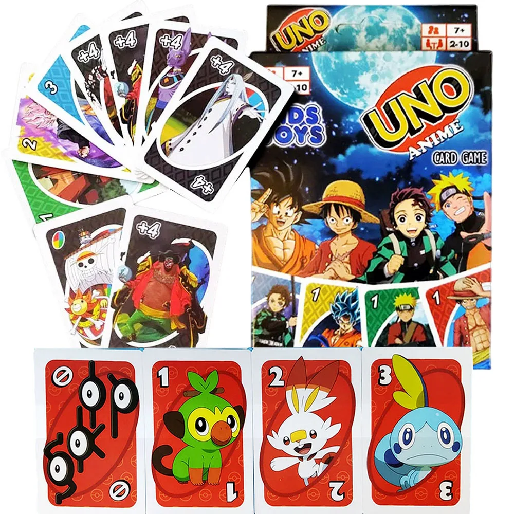 

Anime Game UNO Card NARUTO Cards Pokemon Demon Slayer Cartoon Game Poker Playing Hardcover Entertainment Kids Toy Christmas Gift