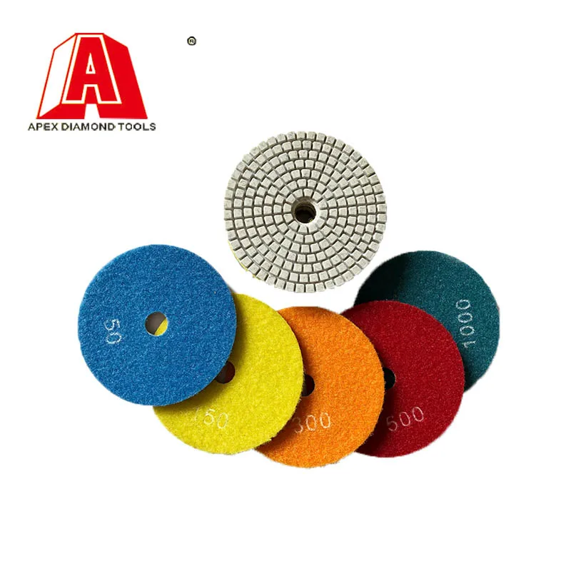 

7PCS/Set Diamond Polishing Pads 4 Inch 100mm Wet for Granite Stone Concrete Marble Polishing Use Grinding Discs Set