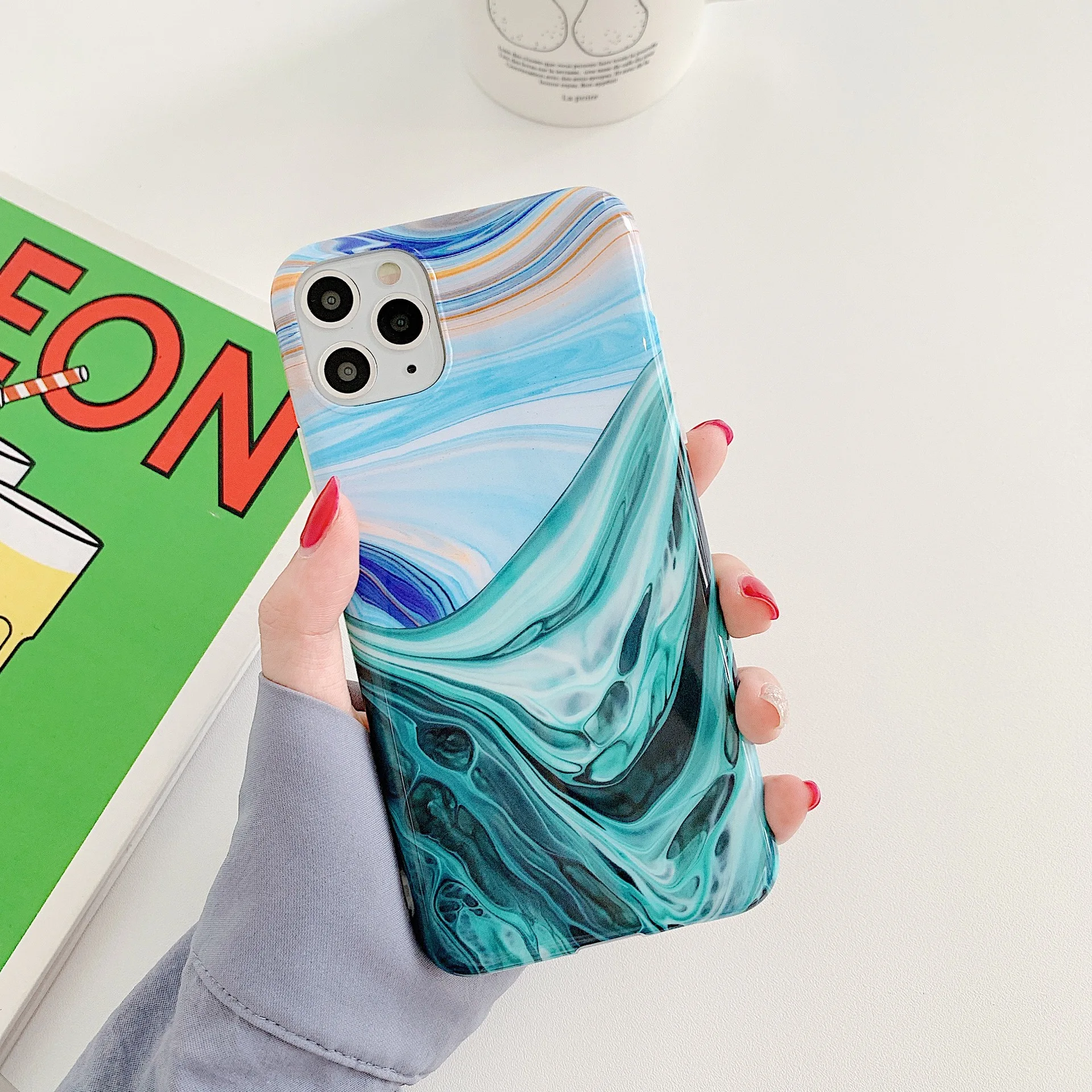Новый коралловый мраморный чехол для телефона iPhone 12 11 Pro Max XR X XS MAX 7 8 Plus SE 2 с