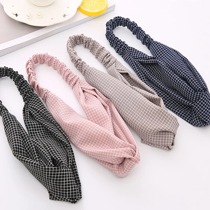 Женская повязка для волос в стиле знаменитостей Тонкая Повязка на голову клетку