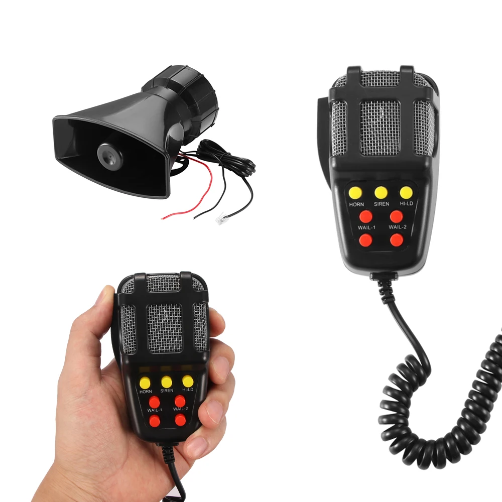 

Tone Sound Car Emergency Siren Car Siren Horn Mic PA Speaker System Emergency Amplifier Hooter 12V 60W Car Alarm Horn