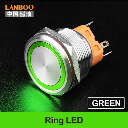 Green LED Ring 25 мм SPST 12 вольт led подсветкой DPDT мини кнопочный переключатель для мусора - Цвет: Green LED Ring