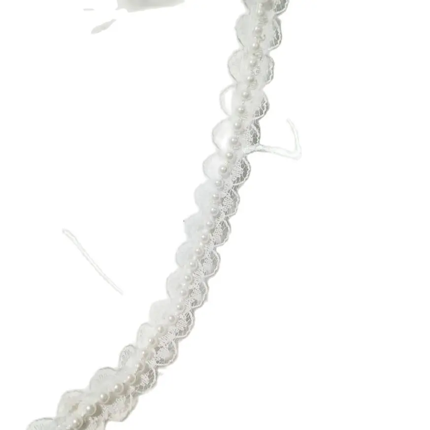 

1Yards 3D White Beaded Trim Lace Fabric High Quality Lace Bead 1.2cm Sewing Guipure Beads Lace Ribbon Dress Decor Crafts PE17