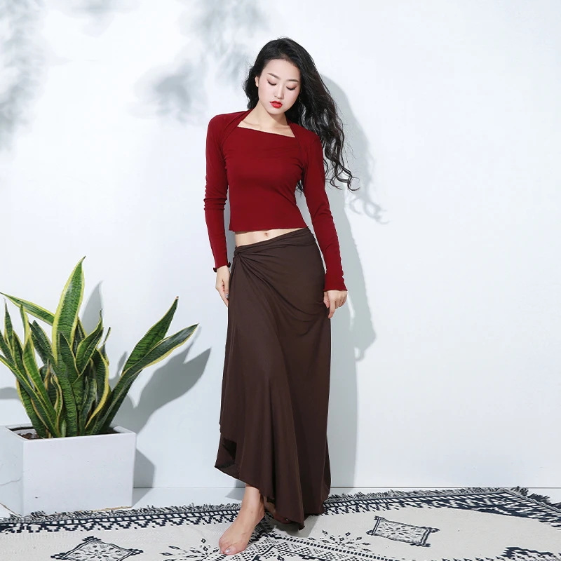 Женская модельная блузка с длинным рукавом Удобная Короткая юбка для танца