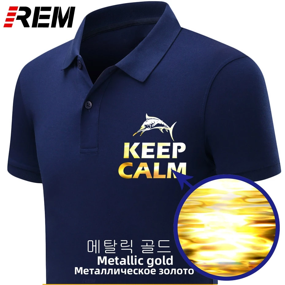mens polos shirt New Fishinger Shirt Men Summer Keep Calm And Go Fish shirts Cotton Short Sleeve Funny Gift polo-shirts | Мужская одежда