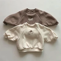 infant winter clothes new tops for men and women baby foreign cartoon elephant plus velvet cotton long sleeves sweater