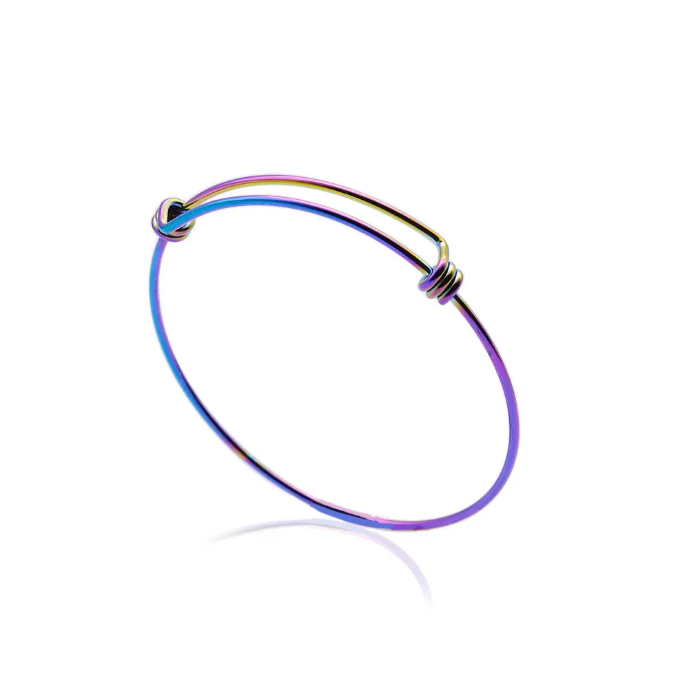 Rainbow colors 20 шт./лот нержавеющая сталь DIY Шарм браслет 50-65 мм Ювелирные изделия Поиск поставки расширяемый Регулируемый проволочный браслет - Окраска металла: Rainbow colors