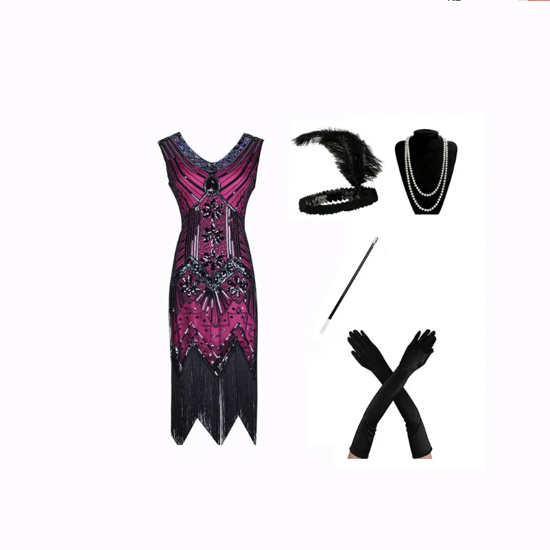 Вечернее платье с бахромой и блестками в стиле Великий Гэтсби 1920 |