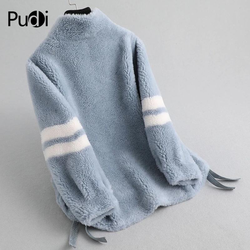 PUDI, Женское зимнее пальто из натуральной шерсти, короткая куртка на молнии, теплая куртка, пальто для девочек, Женская куртка, пальто, A19044