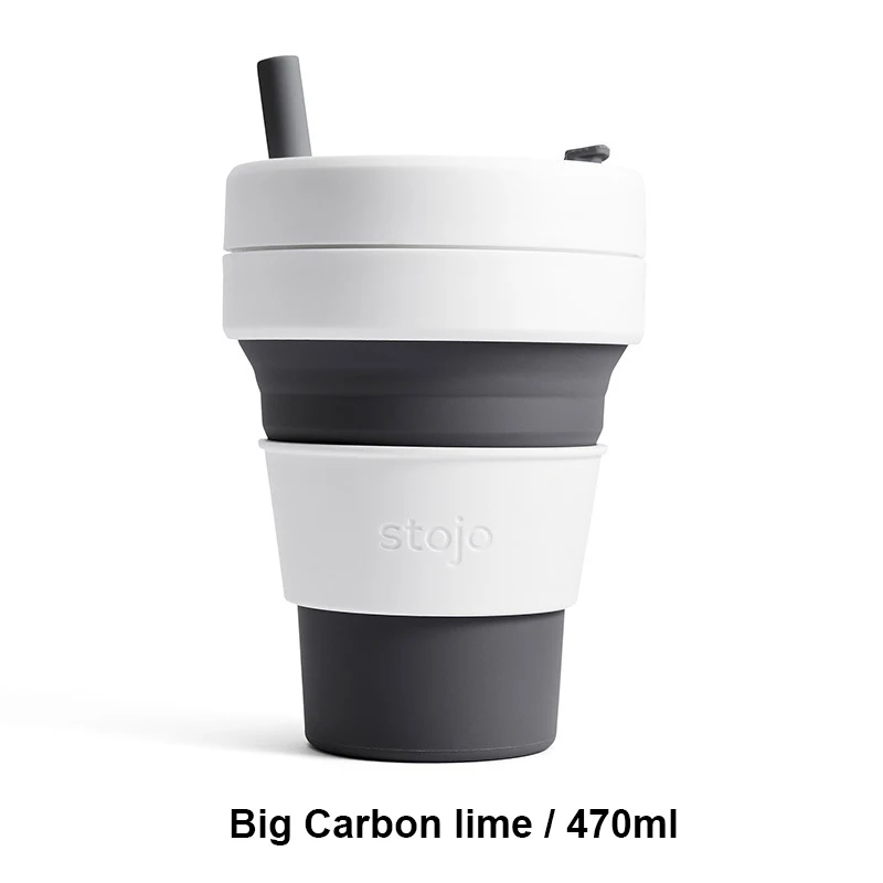 big carbon lime 470 STOJO CUP Складная Силиконовая портативная силиконовая кофейная чашка многофункциональная Складная силиконовая чашка для офиса и путешествий - Цвет: big carbon lime 470