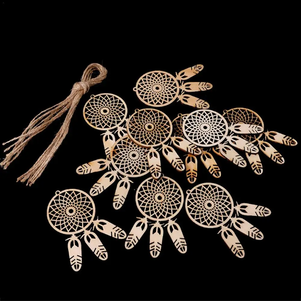 

10pcs/lot Wooden Dream Catcher Feather Decoration Good Luck Mini Dreamcatcher for Ornament Hanging Home Decoration Hot Sale