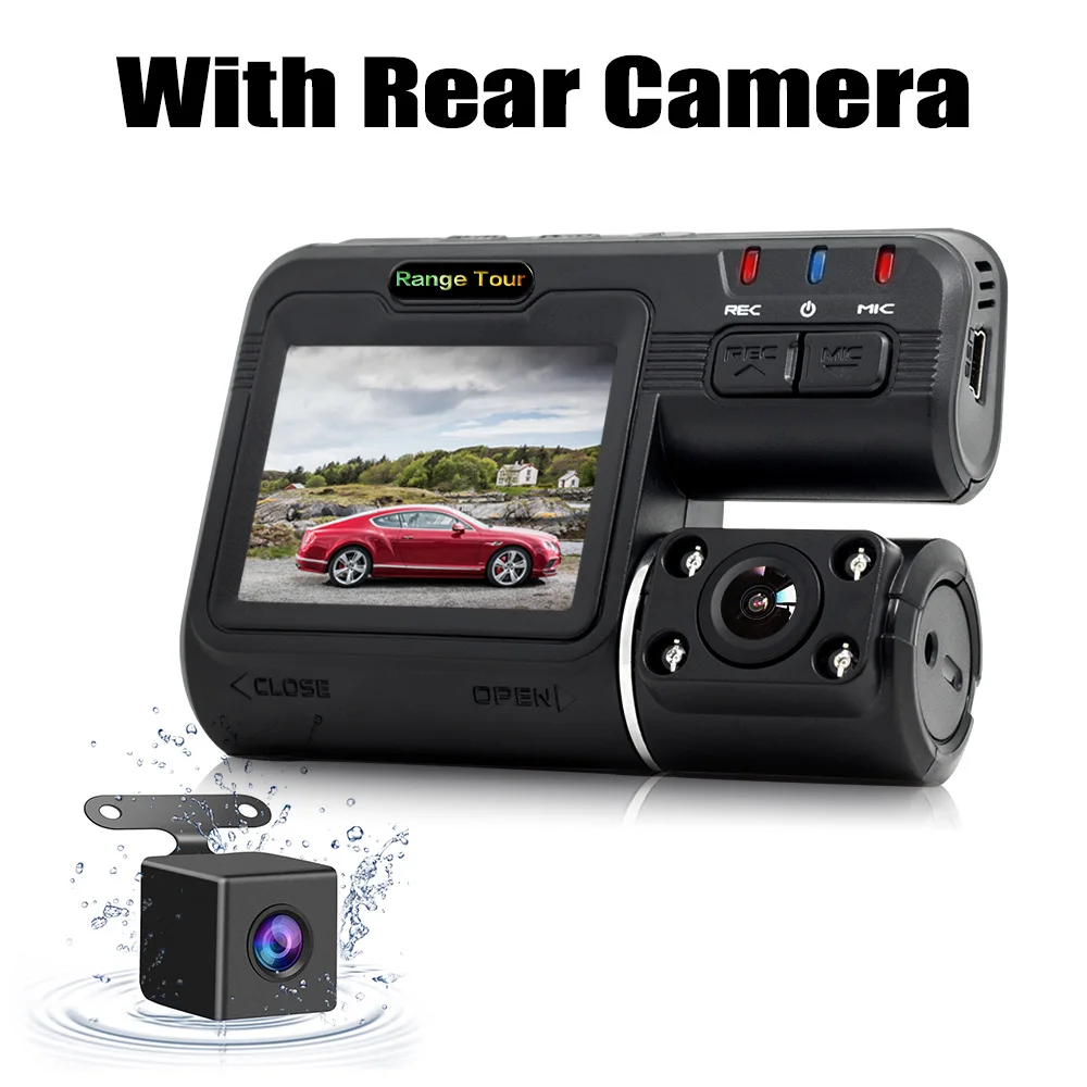 With Rear Camera Двойная камера DVR i1000 Full HD 1080P двойной объектив видеорегистратор 2 камеры ночного видения Автомобильный видеорегистратор видеокамера i1000s - Название цвета: With Rear Camera