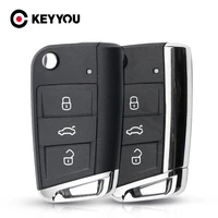 keyyou 3 buttons modified folding flip remote car key shell keyless case for volkswagen vw golf 7 gti mk7 skoda octavia a7 seat