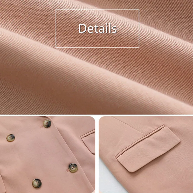 

Basic Jackets Women High Quality Vintage Double Breasted Design Chic Korean Femme Outwear Leisure Minimalist Office Lady Jacket