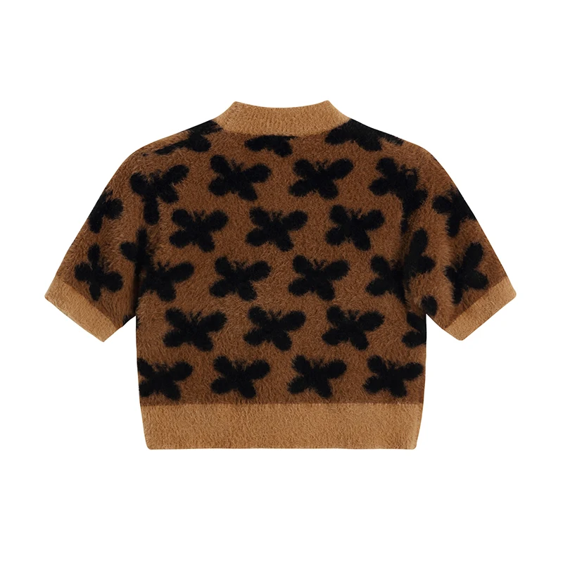 Укороченный пуловер с круглым вырезом или вязаные топы Женская плюшевая уличная