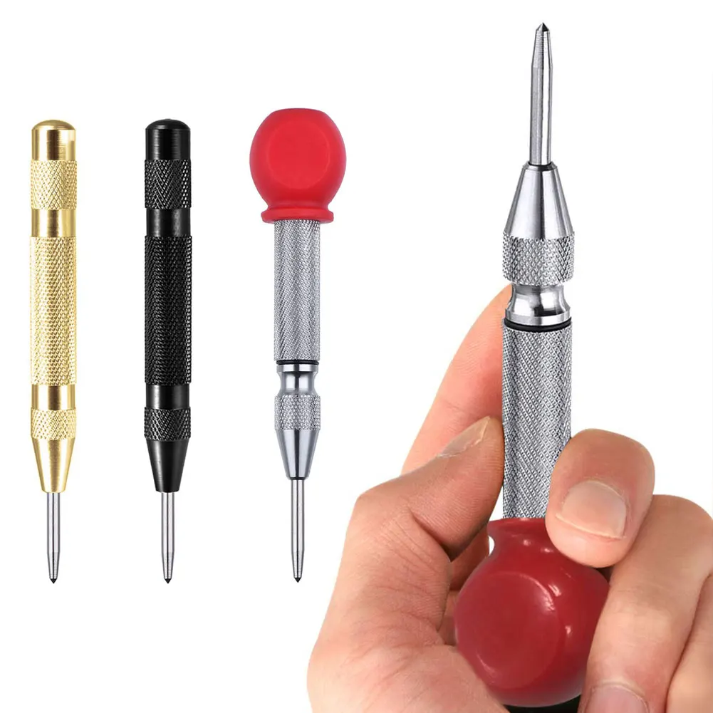 

Center Punch Set Automatic Spring Load Marking Hole Chrome Plated Handle Non-Slip Adjustable Carbon Steel Body Dent Marker 3PCS
