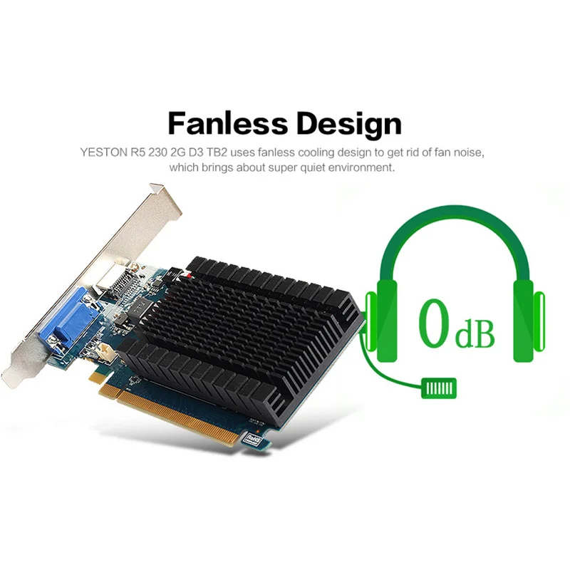 Игровая видеокарта Yeston R5 230 2G D3 2 Гб 64 бит GDDR3 625 МГц 1200 для ПК|Видеокарты| |