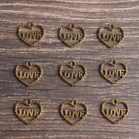 10pcs fashions diy charm punk heart love letter pendant bracelet necklace accessories alloy gold beads hand string jewelry makin