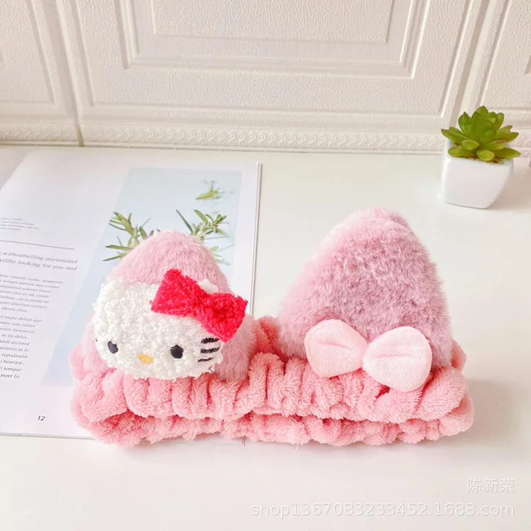Sanrio повязка на голову для мытья волос с Hello Kitty головной убор плюшевый эластичный