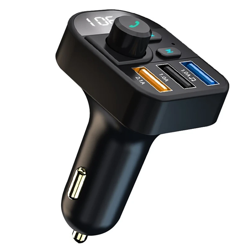 

Car Bluetooth 5.0 FM Transmitter Handsfree U Disk MP3 Player 3 Ports USB Charger for Car Interior Accessories