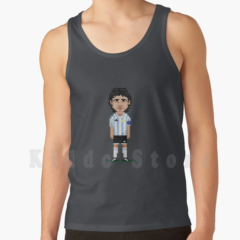 

Diego Maradona Argentina Mexico 86 Tank Tops Vest Sleeveless Football Soccer Pixel 8 Bit 16 Bit Retro City Real