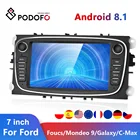 Автомагнитола Podofo, 2 Din, мультимедийный проигрыватель с 7 ''экраном, Android 8,1, GPS, для FordFocusS-MaxMondeo 9GalaxyC-Max