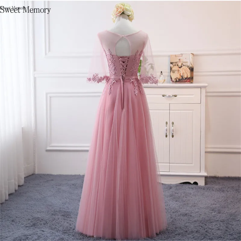 

Wholesale Wedding Party Bridesmaid Dresses Lace Up Champagne Grey Pink Graduation Robes Prom Vestido Sweet Memory