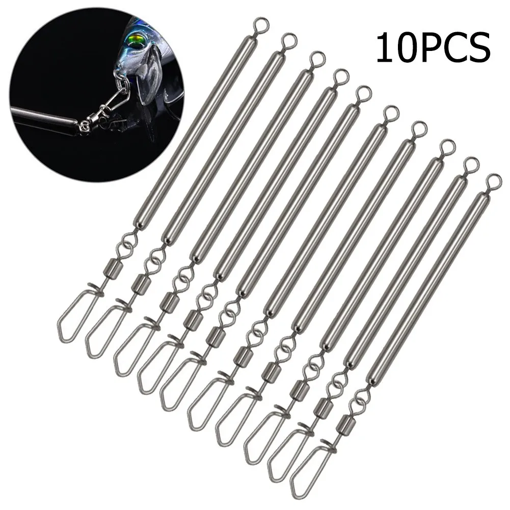 

10pcs Pack Anti-Bite Wire Leaders With Snap Swivel Fishing Wire Leader Rigs Bars Stainless Steel 5.8cm Fishing Accessories