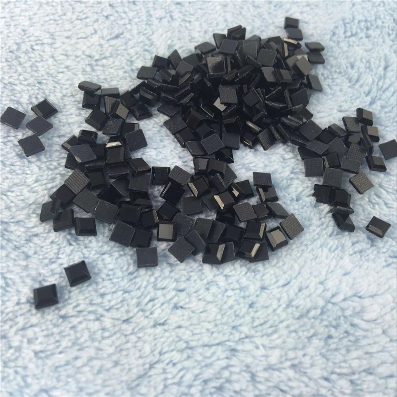 4*4mm Black Hot Fix Rhinestone Flatback Square Beads Flat back Crystal Iron-on For Women Clothes Dress Bags Accessories | Дом и сад