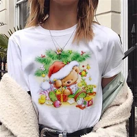 new adorable deer t shirt harajuku fashion womens christmas printed short sleeve white t shirt suitable all seasons tshirts