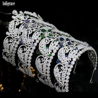 vintage cubic zirconia cz tall wedding crown pageant tiaras headwear birthday sweet 16 jewelry headpiece bridal hair accessories
