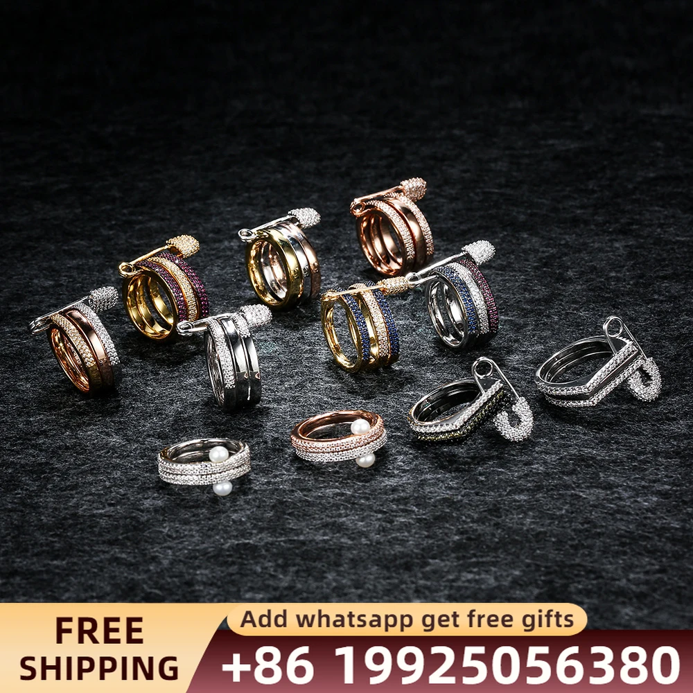 

Monaco jewelry pin ring mens rings S925 sterling silver colored zircon original 1:1 fashion classic couple jewelry