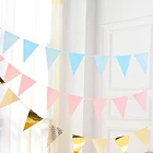 5 м Золотая Бумажная гирлянда, треугольники, флаг, Свадебные гирлянды, сделай сам, оформление выпускного, детского дня рождения, вечеринки, декор веревкой