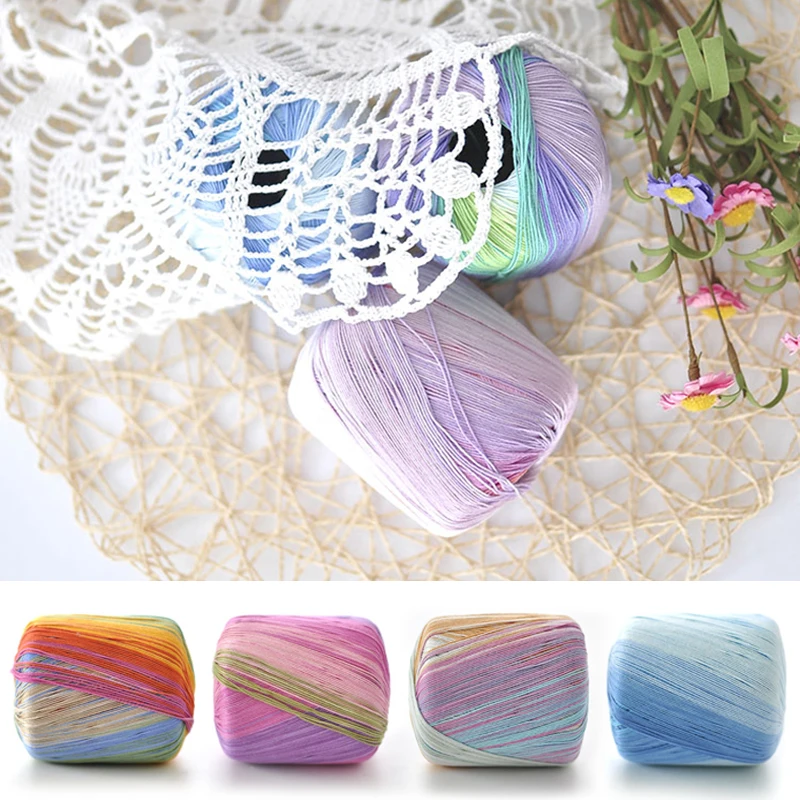 50 г градиентная цветная окрашенная бутиковая кружевная нить жемчужная блестящая