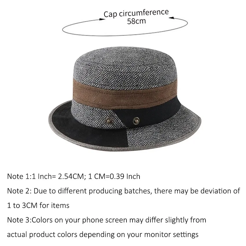 

JNKET New Autumn Winter Men Jazz Hat Splicing Fisherman Cap Retro Top Hats Outdoor Sports Sunhat Panama Hat Gangster Cap