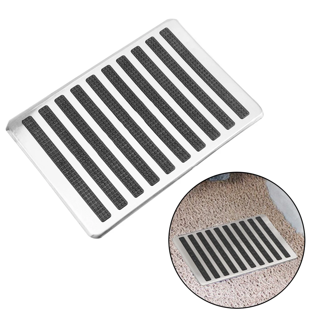 

Driver Car Side Floor Carpet Mats Foot Heel Pedal Stainless Steel Plate Carpet Auto Interior Floor Mat Patch Universal
