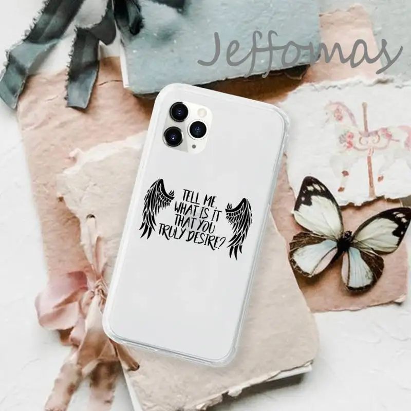 

American TV Degenerate angel Lucifer white Phone Case Transparent for iPhone 11 12 mini pro XS MAX 8 7 6 6S Plus X 5S SE 2020 XR