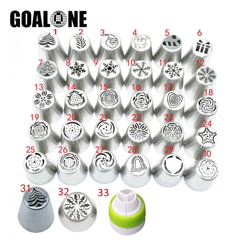 33 шт./компл. Кондитерские сопла из нержавеющей стали русские наконечники для труб