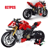827pcs moc technical locomotive speed motorcycle building blocks classic motorbike motor race bricks toys for kids