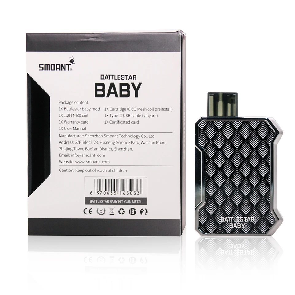 Smoant Battlestar Baby Pod vape комплект 750 мАч 15 Вт 2 мл pod с 0.6ом сетка/1.2ом Ni80 катушка электронная сигарета vs Pasito pod Комплект