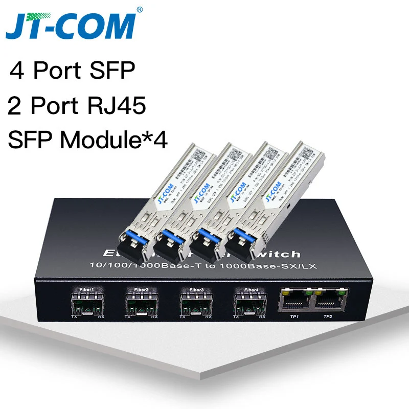 8G2E 8 слот sfp волокно 2 rj45 гигабитный коммутатор для интернет-сети 4G3E 4 sfp волокно 3 rj45 1000 м медиаконвертер волоконно оптический трансивер - Цвет: 4GF2GE with module