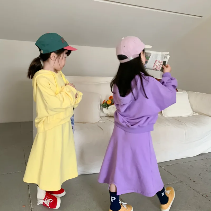 

Детская одежда, платье для девочек, костюм, осень 2021, новый высококачественный Детский Повседневный Комплект с юбкой, модный трендовый кост...