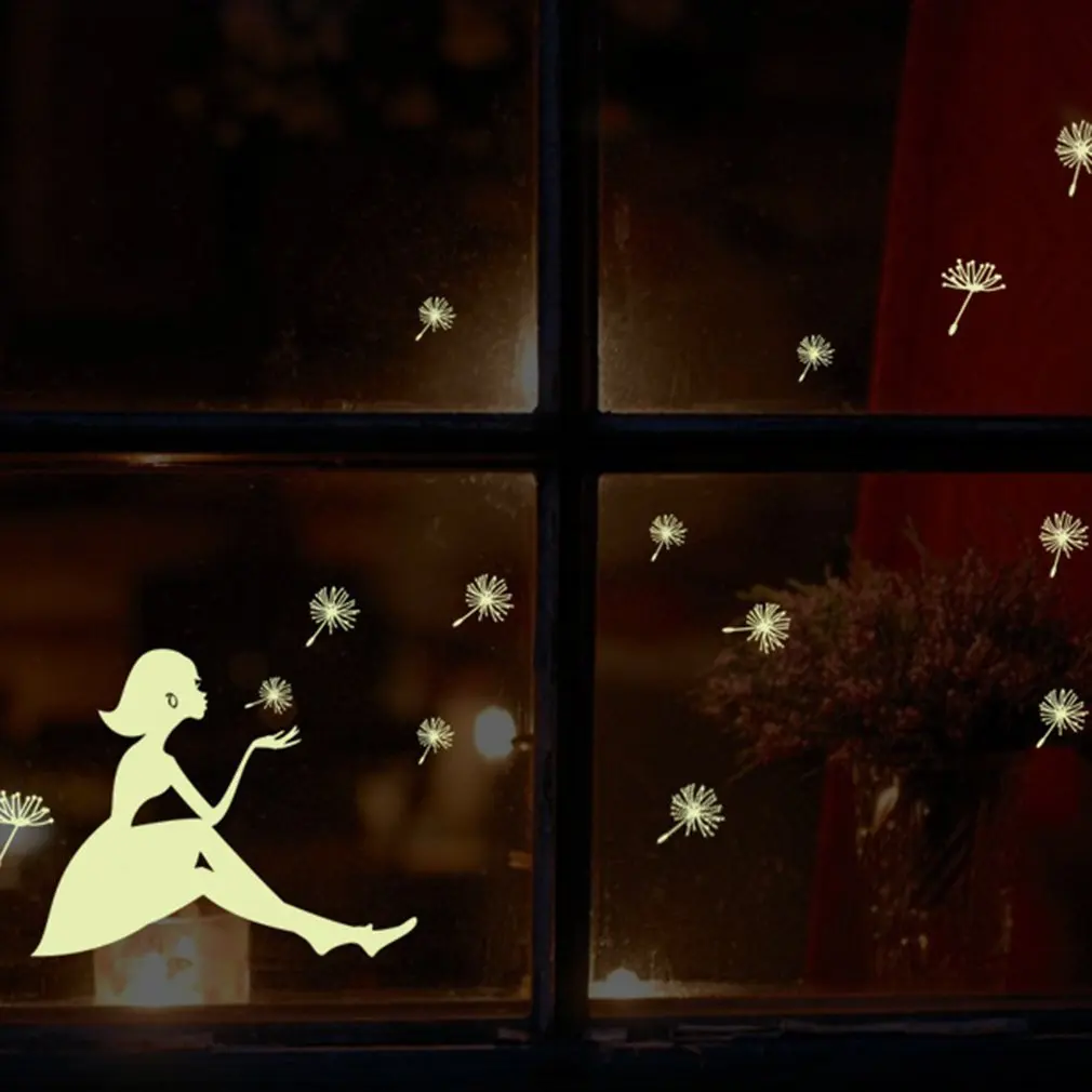 

2018 Home Decor Super Deal Glow In Dark Wall Sticker Dandelion Girl Luminous Fluorescent Stickers Wall Decals Mural Kids Room