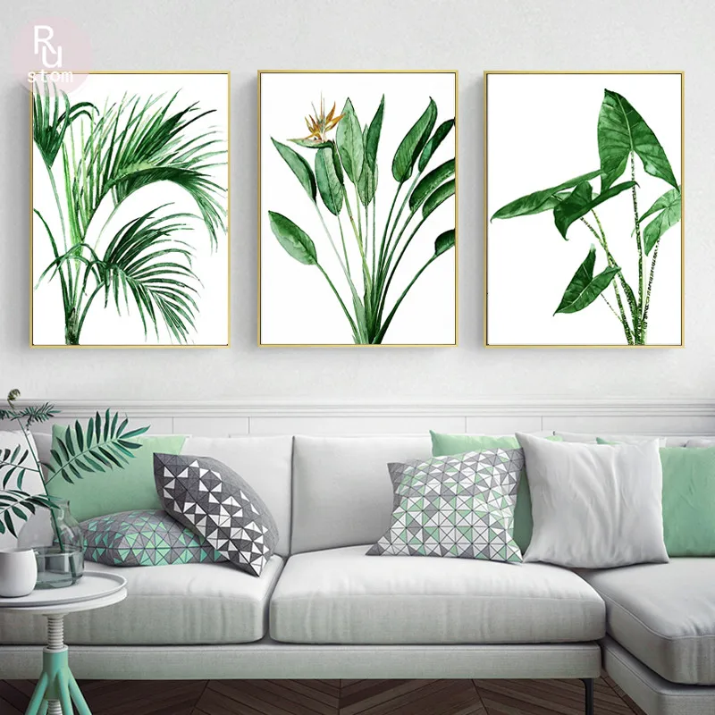 

Modern Scandinavian Alocasia Leaves Green Plants Canvas Paintings Nordic Wall Art Poster Prints Pictures Living Room Home Decor