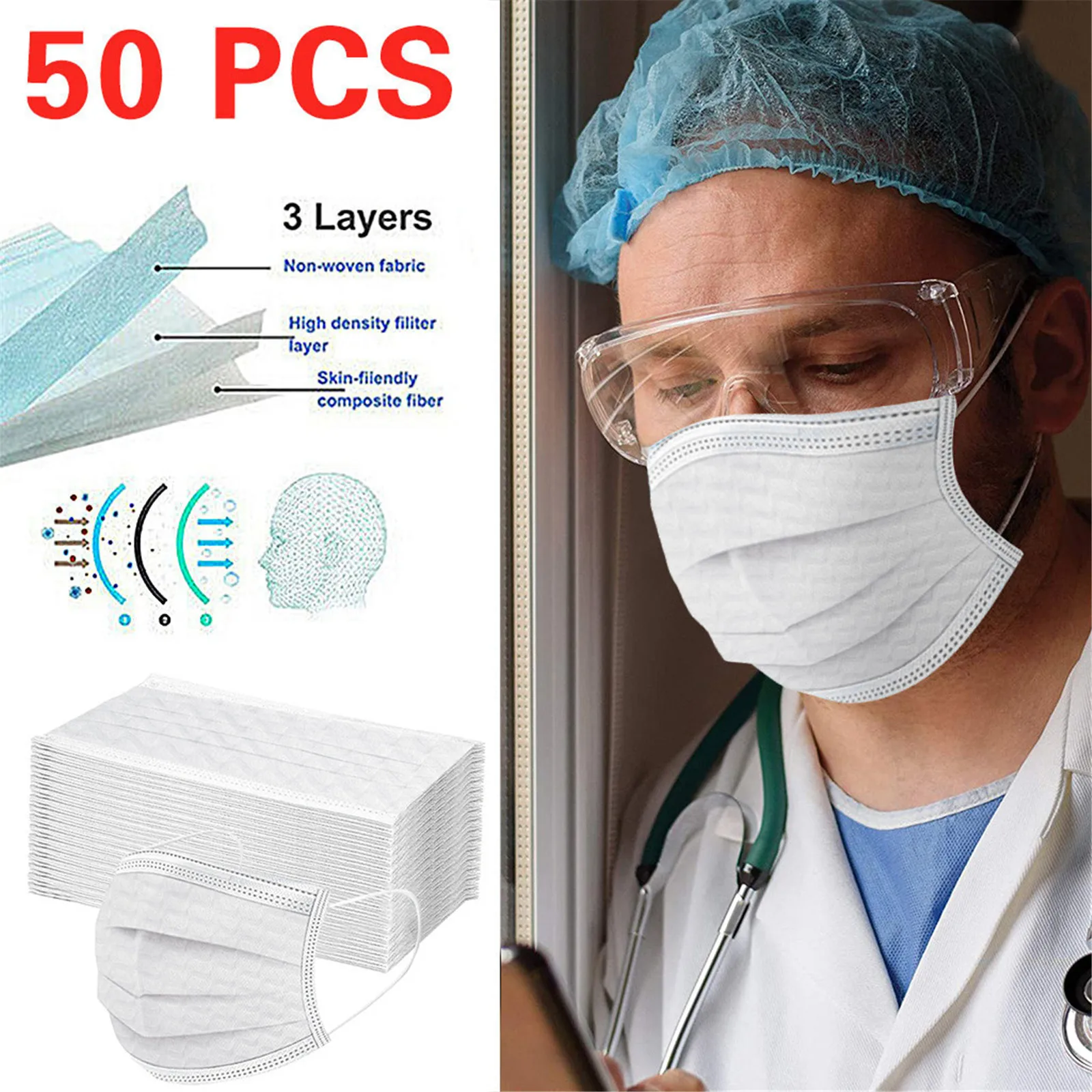 50 шт смешанные цвета Цвет взрослого защитная маска одноразовая для лица Анти