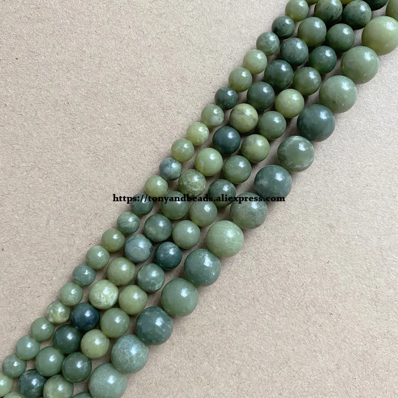 

Genuine Semi-precious Natural Canada Green Jasper Stone Round Loose Beads 15" 4 6 8 10 12MM Pick Size For Jewelry Making DIY