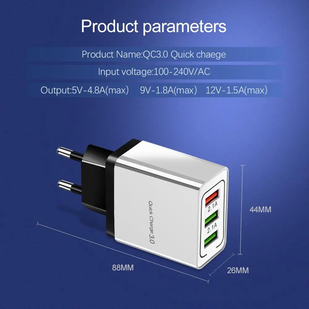 Jellico quick charge 3,0 USB зарядное устройство для iPhone X 8 7 iPad быстрое настенное зарядное устройство для samsung S9 Xiaomi Mi 8 huawei P20 Pro 3 порта