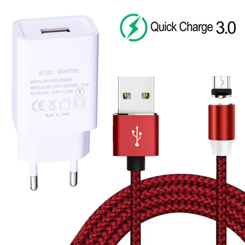 Магнитный зарядный кабель Micro USB 5 в 2 а для Huawei Y5 Y6 Y7 Y9 Honor 9S 9A 8C 6A настенное зарядное